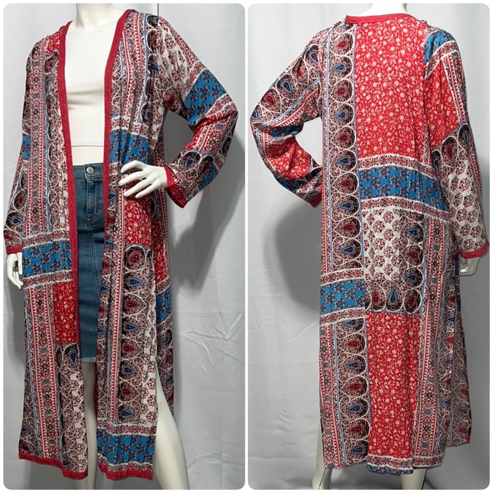 NWT Paisley Patchwork Boho Printed Split Side Ope… - image 1
